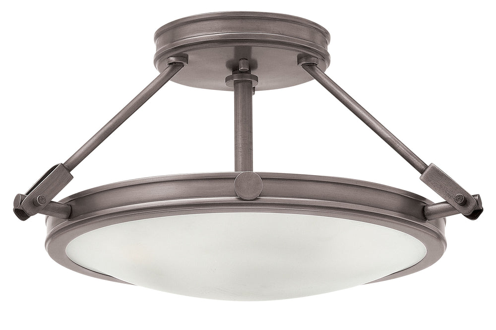 17"W Collier 3-Light Semi-flush Mount in Antique Nickel