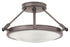 17"W Collier 3-Light Semi-flush Mount in Antique Nickel