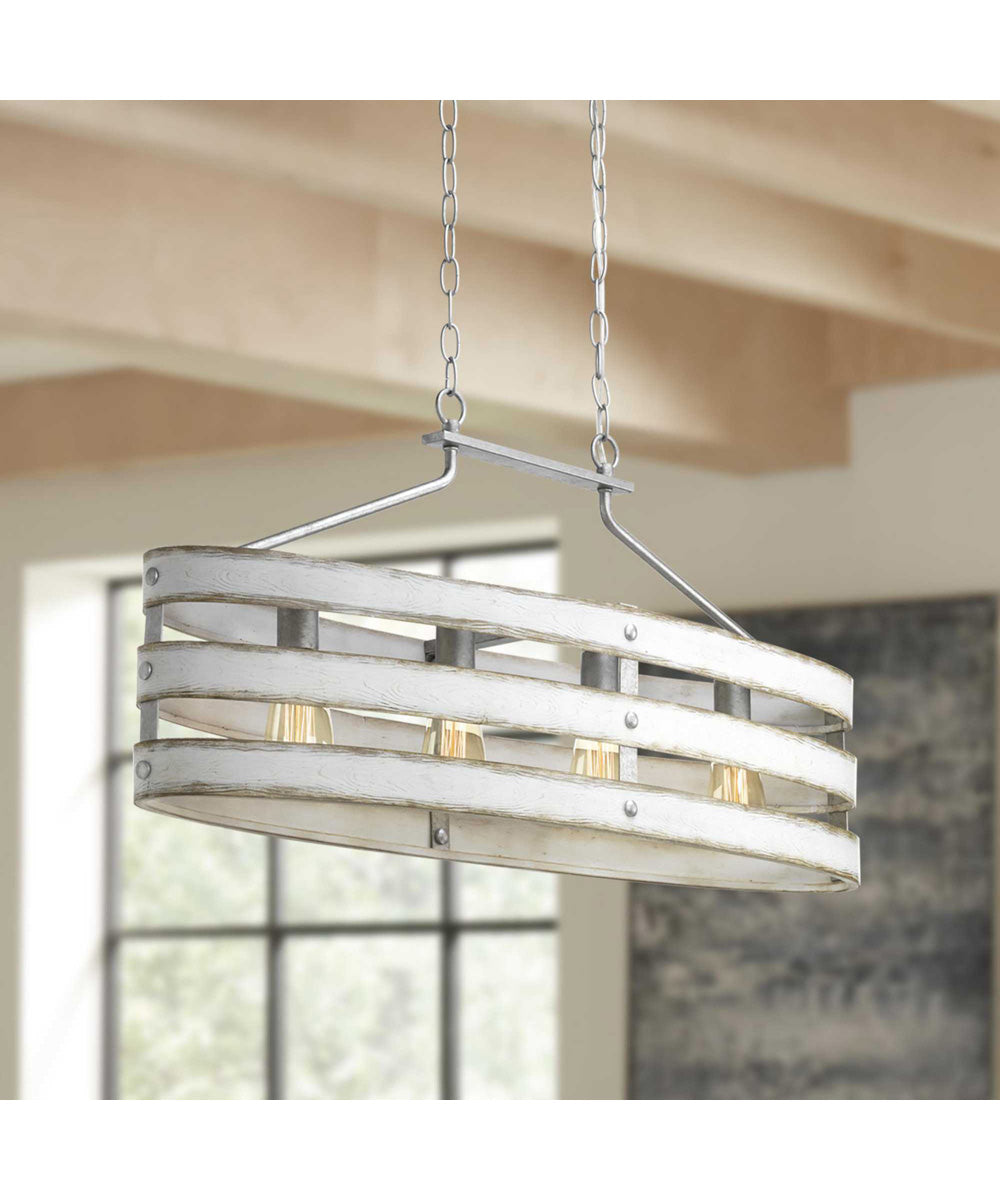 Gulliver 4-Light Coastal Linear Chandelier Light Galvanized Finish