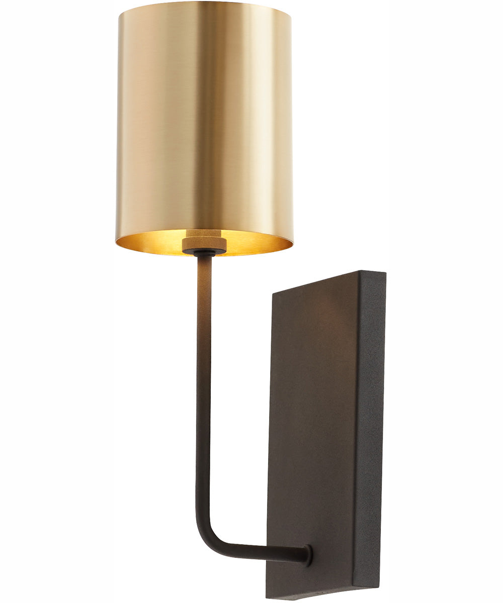 Harmony 1-light Wall Mount Light Fixture Textured Black w/ Aged Brass