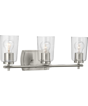 Adley 3-Light Clear Glass New Traditional Bath Vanity Light Brushed Nickel
