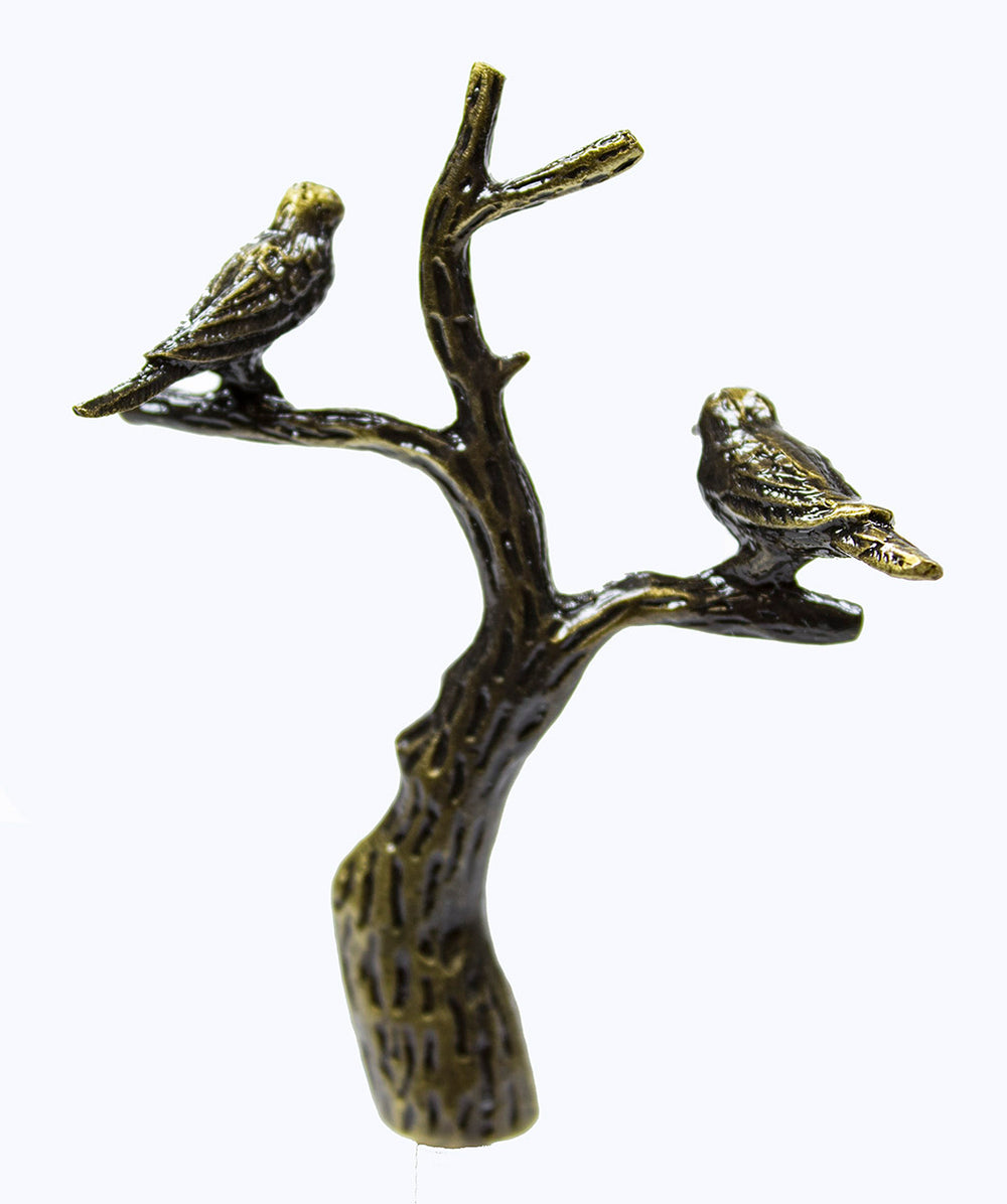 Antique Metal Birds On A Branch Lamp Finial Antiqued Metal 3"h