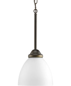 Heart 1-Light Etched Glass Traditional Mini-Pendant Light Antique Bronze