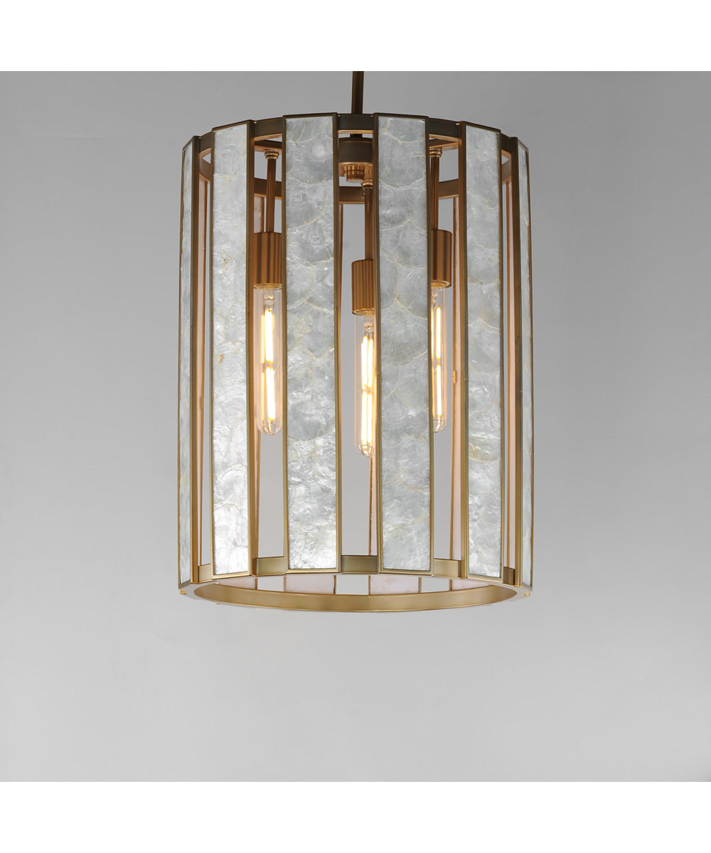 Miramar 3-Light Foyer Pendant Capiz / Natural Aged Brass