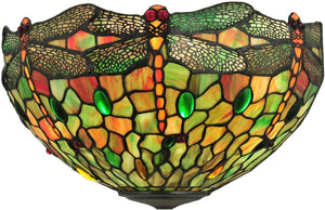 17"W Tiffany Hanginghead Dragonfly Wall Sconce