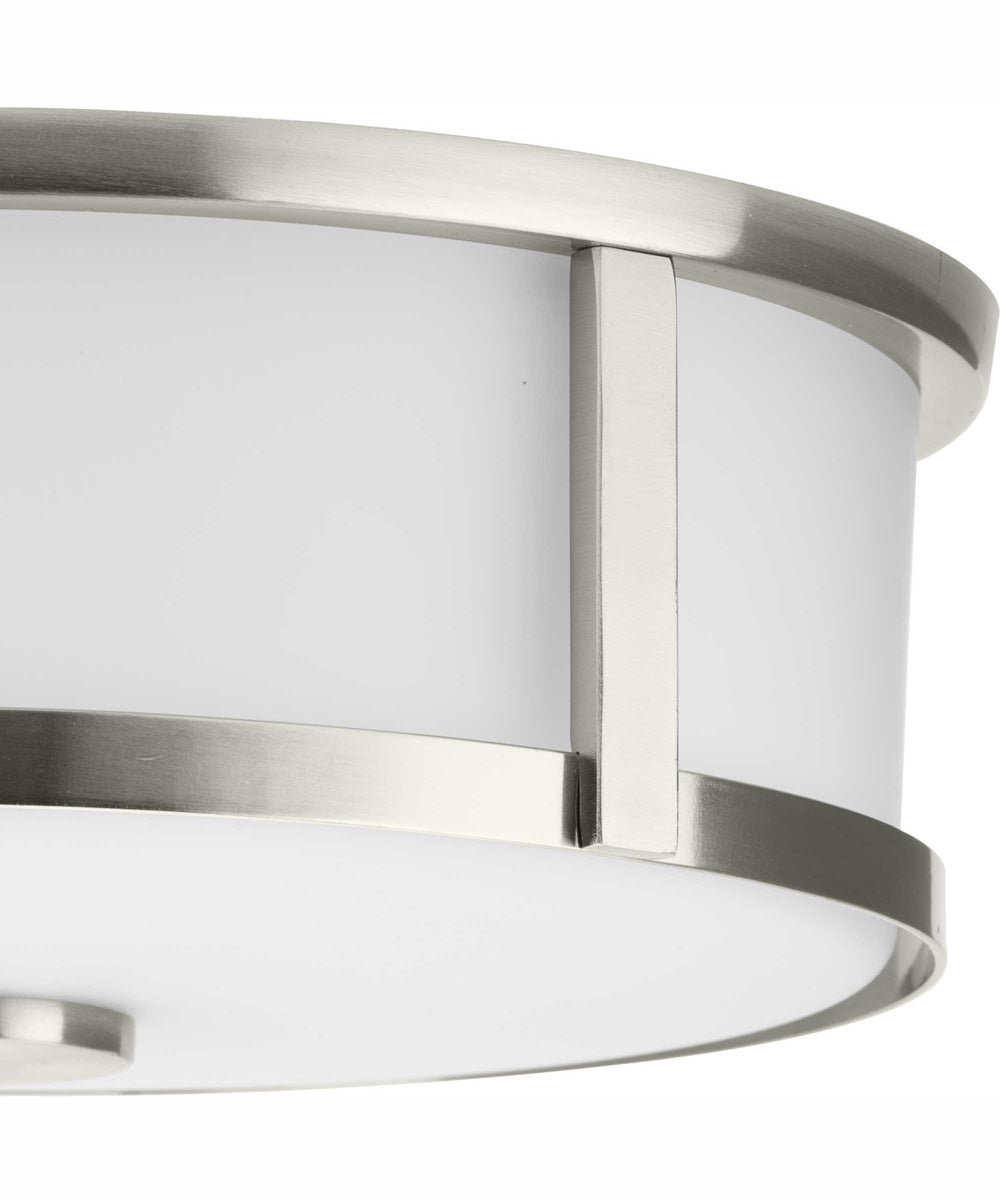 Gilliam 12--5/8 in. 2-Light New Traditional Flush Mount Brushed Nickel