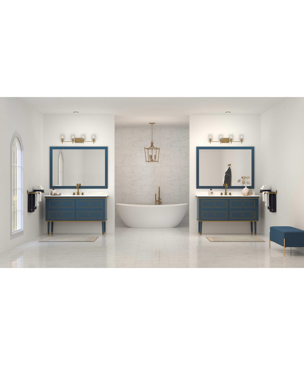 Calais 4-Light New Traditional Clear Glass Bath Vanity Light Vintage Brass