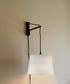 12"W MAST Plug-In Wall Mount Pendant 1 Light Black Cord/Arm Shallow Drum Textured Oatmeal Shade