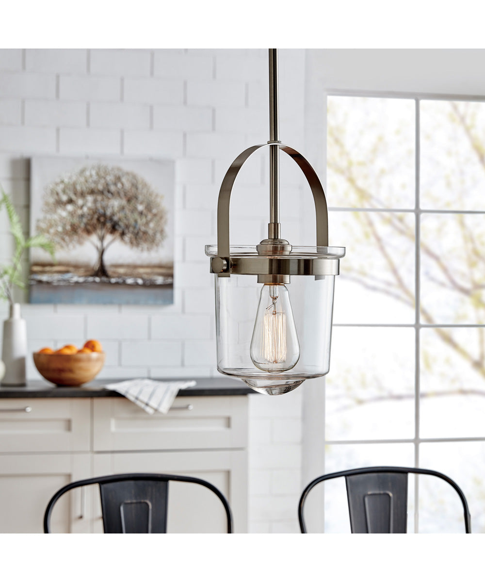 Boltzman 1-Light Mini Pendant Brushed Nickel/Glass Shade