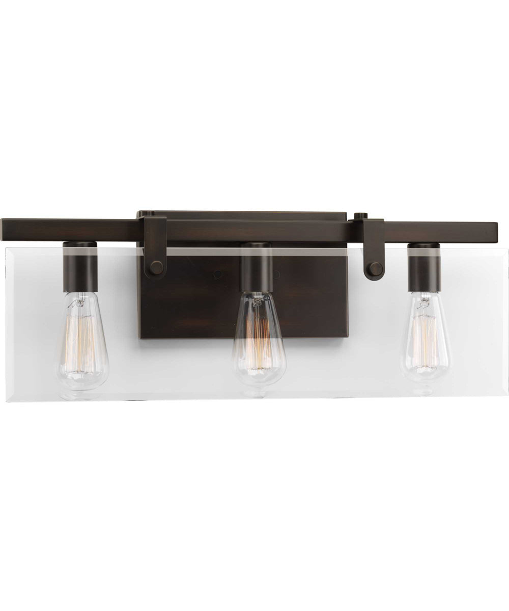 Glayse 3-Light Clear Glass Luxe Bath Vanity Light Antique Bronze