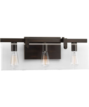 Glayse 3-Light Clear Glass Luxe Bath Vanity Light Antique Bronze