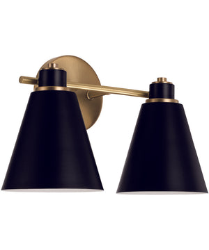 Bradley 2-Light Vanity Aged Brass and Black