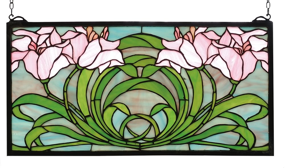 11"H x 22"W Calla Lily Stained Glass Window