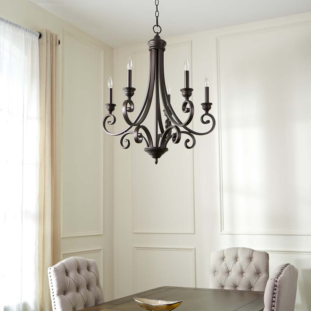 26"W Bryant 5-light Chandelier Oiled Bronze