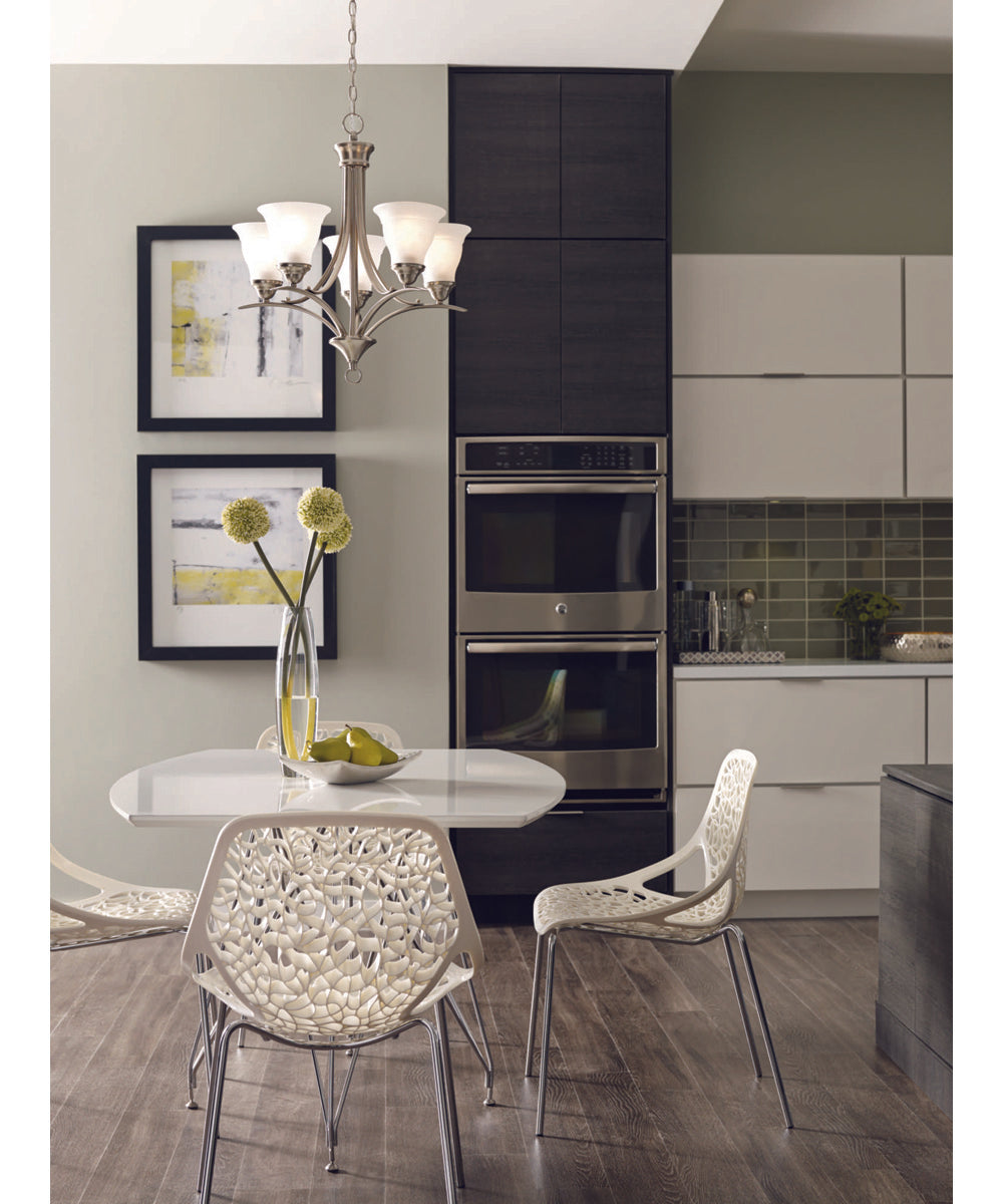 Trinity 5-Light Etched Glass Traditional Chandelier Light Brushed Nickel