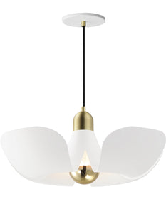 Poppy 18 inch Pendant White/Satin Brass