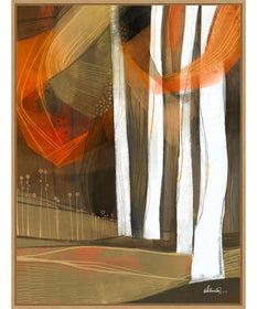 Framed Ethereal Fall Forest by Ishita Banerjee Canvas Wall Art Print (32  W x 42  H), Sylvie Maple Frame