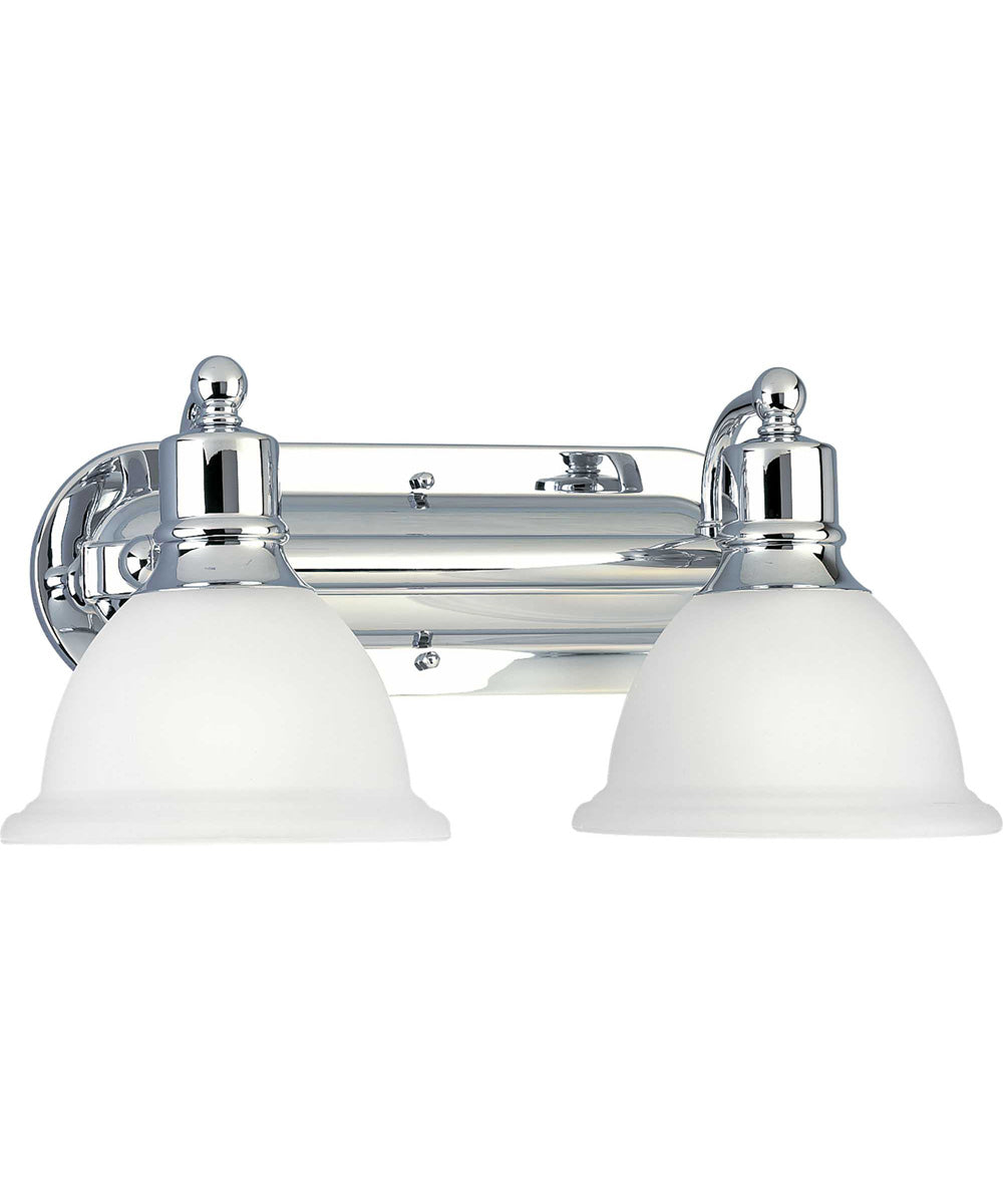 Madison 2-Light Etched Glass Traditional Bath Vanity Light Polished Chrome
