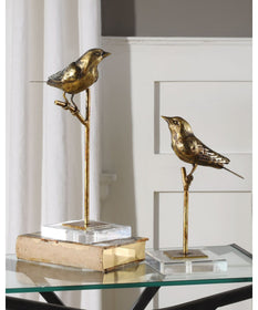 13"H Passerines Bird Sculptures Set of 2