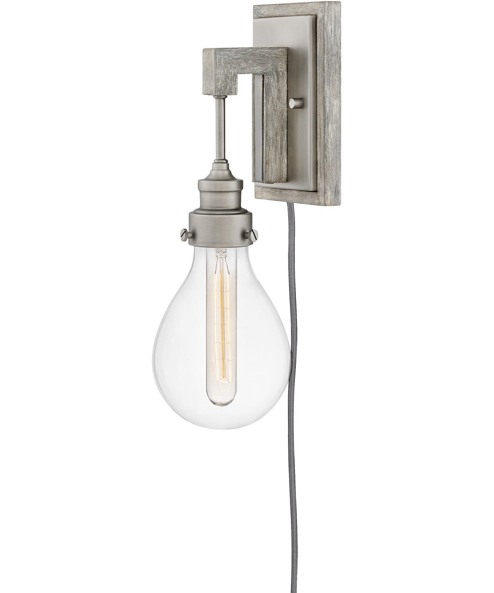 Denton 1-Light Single Light Plug In Sconce in Pewter, 6"W