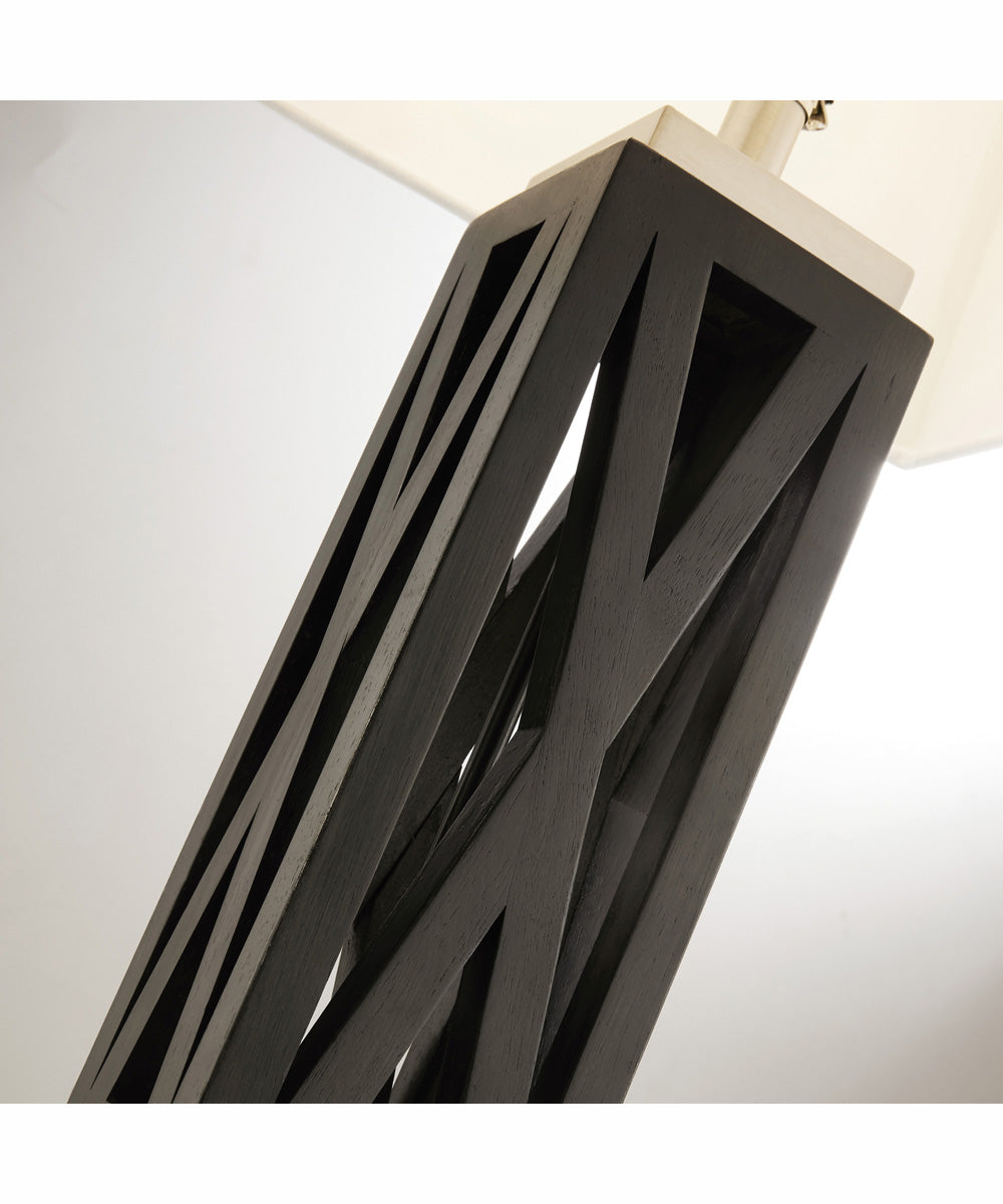 Ravenswood 1-Light Table Lamp Brushed Nickel/D.Walnut Wood/White Linen Shade