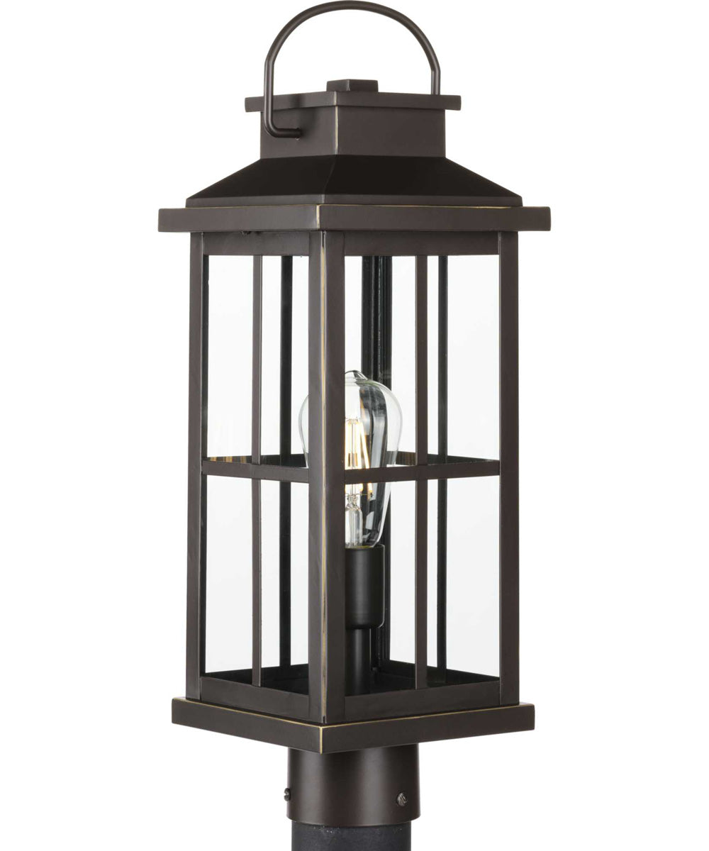Williamston 1-Light Clear Glass Transitional Style Outdoor Post Lantern Antique Bronze