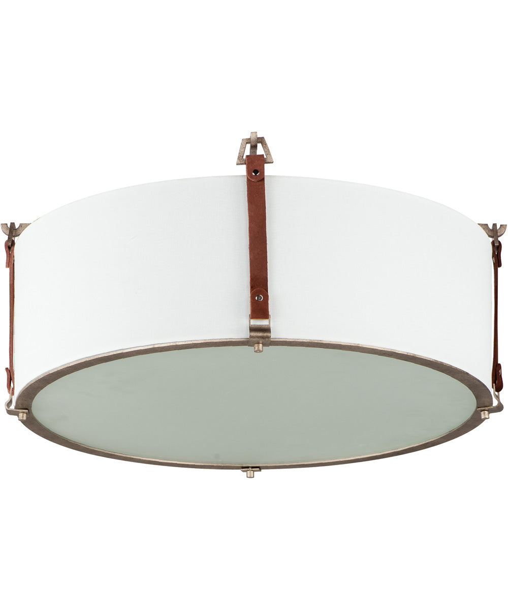 Sausalito 4-Light Large Flush Mount Weathered Zinc / Brown Suede