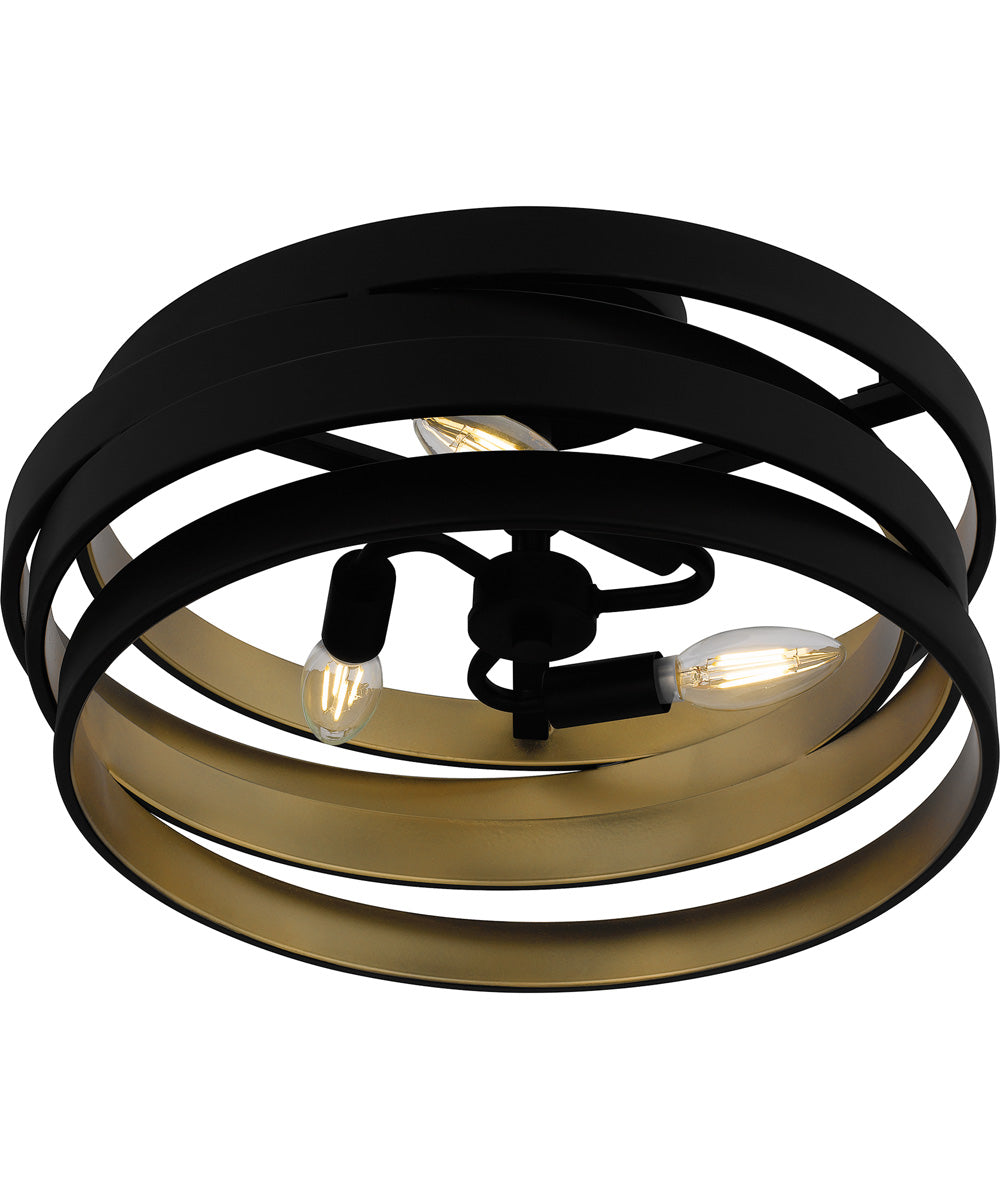 Quoizel Semi-Flush Mount Medium 3-light Semi Flush Mount Matte Black