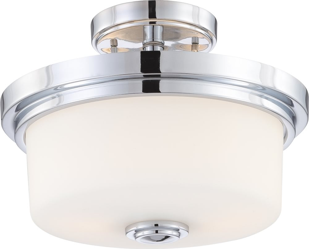 13"W Soho 2-Light Close-to-Ceiling Polished Chrome / Satin White