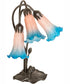 16" High Pink/Blue Tiffany Pond Lily 3 Light Accent Lamp