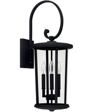 Howell 3-Light Outdoor Wall Mount In Black With Clear Glass