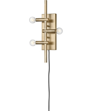 Kinzie 3-Light Plug In Sconce in Modern Brass, 6"W