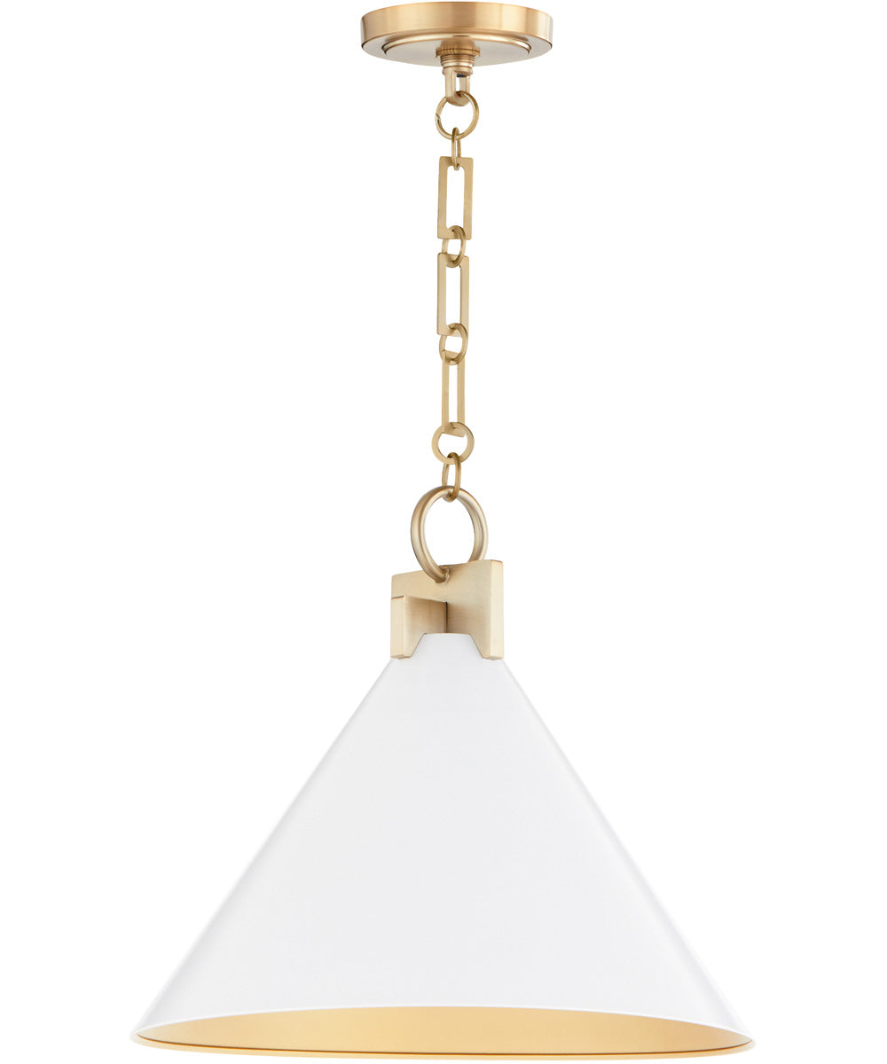 1-light Pendant Studio White w/ Aged Brass