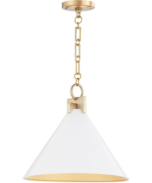 1-light Pendant Studio White w/ Aged Brass