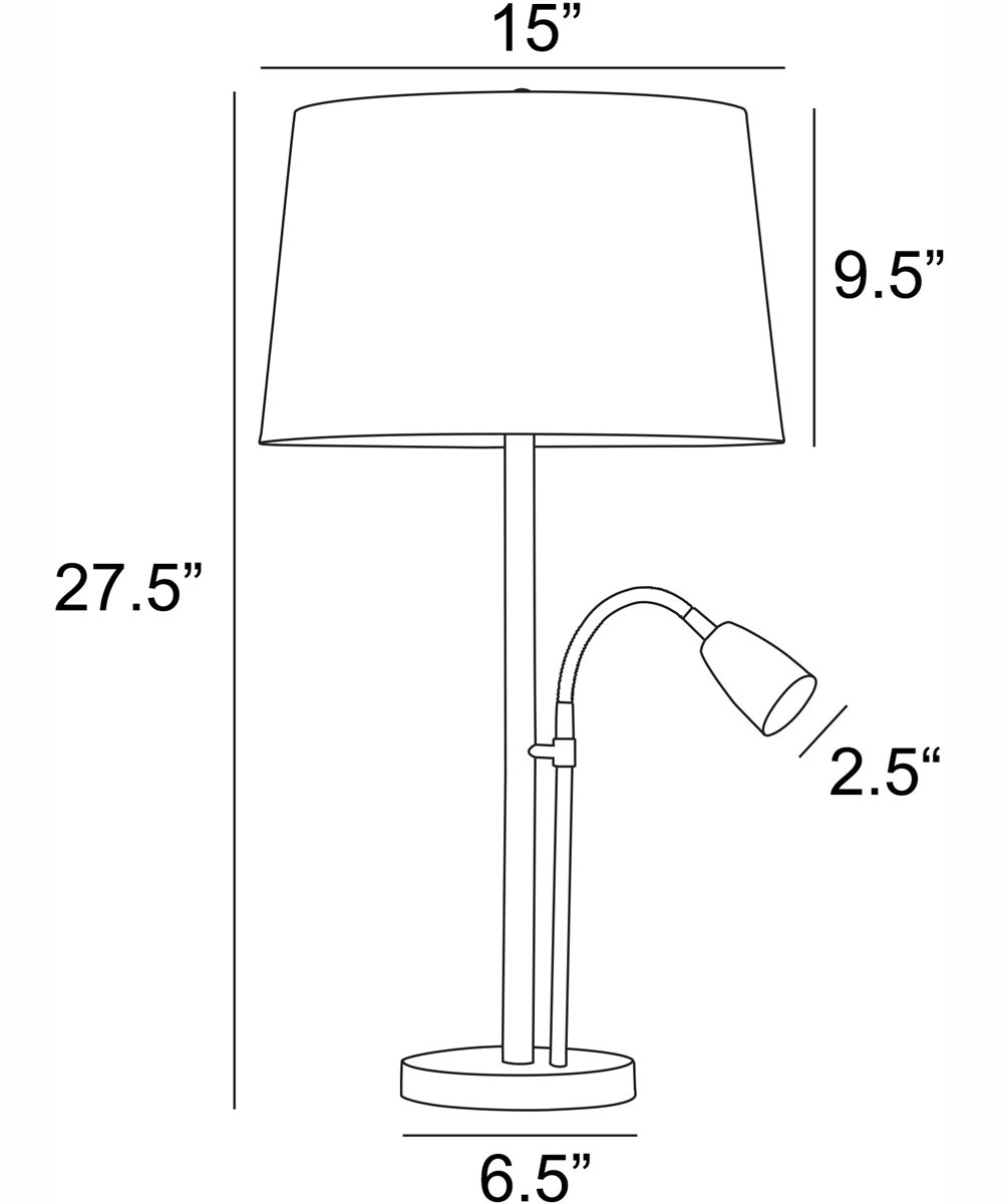 Nanette 1-Light 2 Pack-Table Lamp With Reading Black/White Linen