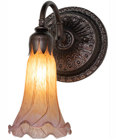 5.5" Wide Amber/Purple Tiffany Pond Lily Wall Sconce