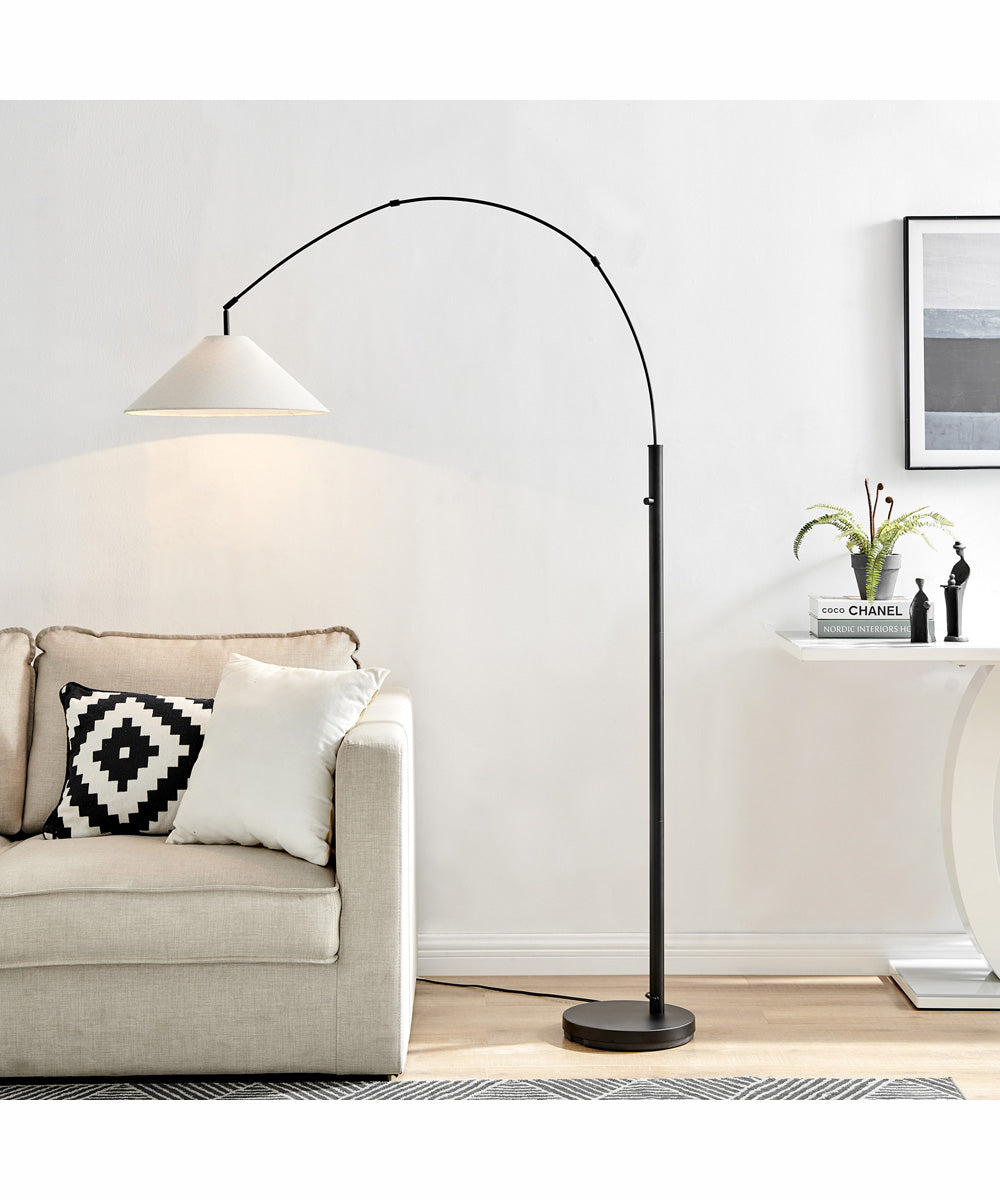 Hadas 1-Light Arch Lamp Black/Fabric Shade