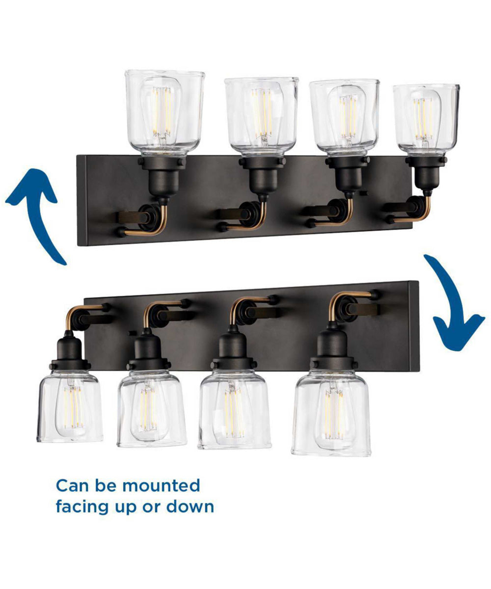 Rushton 4-Light Clear Glass Farmhouse Bath Vanity Light Graphite