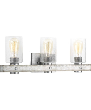 Gulliver 3-Light Clear Seeded Glass Coastal Bath Vanity Light Galvanized Finish