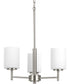 Replay 3-Light Etched Glass Modern Chandelier Light Brushed Nickel
