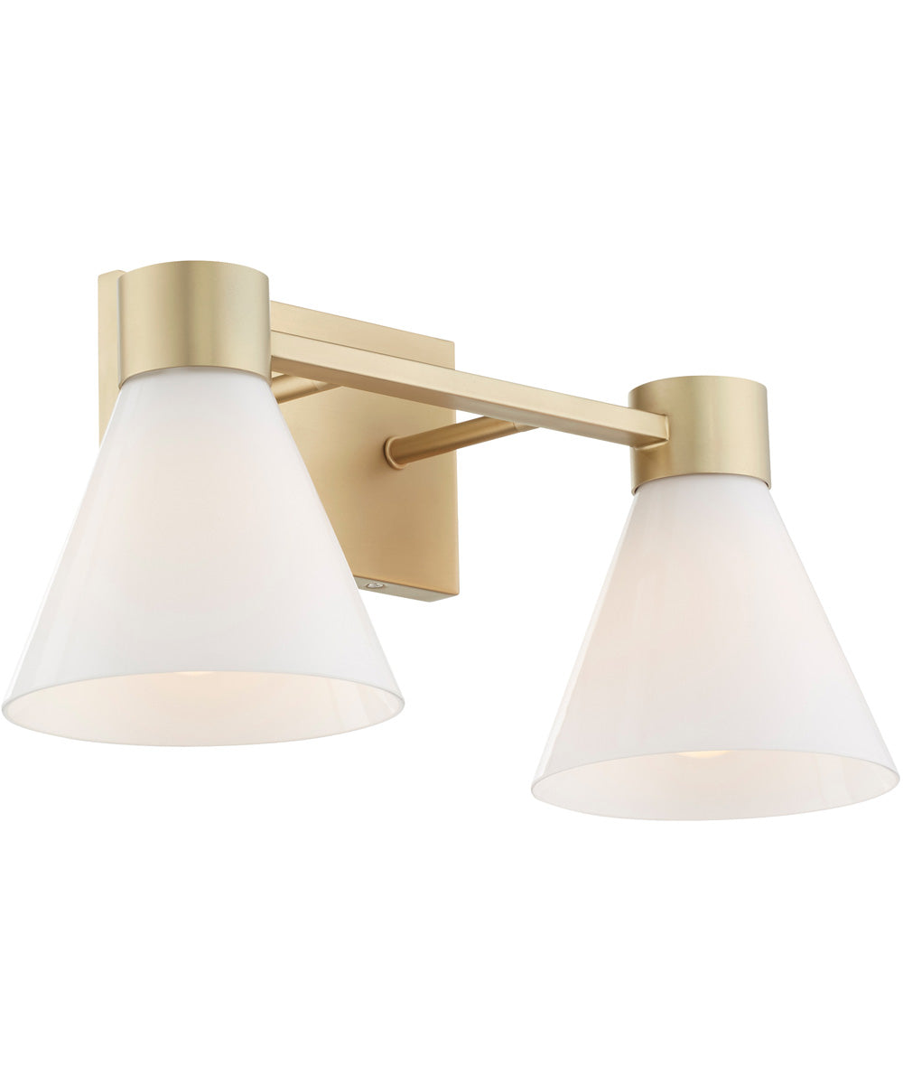 Beldar 2-light Bath Vanity Light Aged Brass w/ Gloss Opal