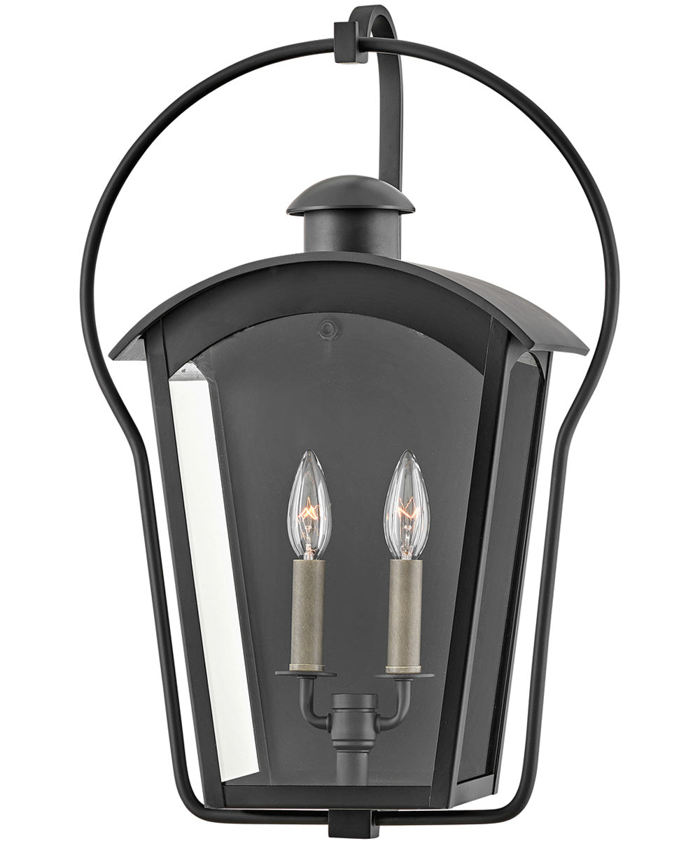 Yale 2-Light Medium Outdoor Wall Mount Lantern in Black