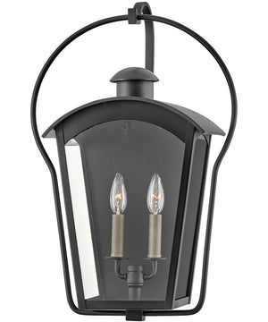 Yale 2-Light Medium Outdoor Wall Mount Lantern in Black