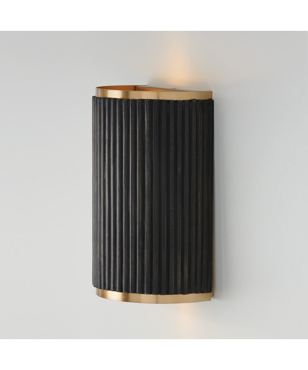 Donovan 2-Light Sconce Black Stain and Matte Brass