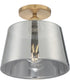 10"W Motif 1-Light Close-to-Ceiling Brushed Brass / Smoked Glass