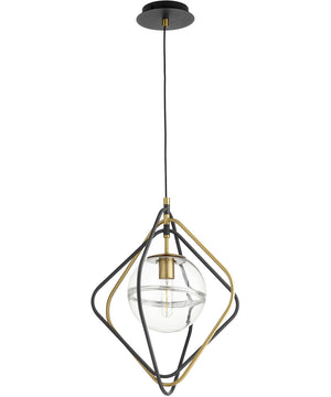 1-light Pendant Noir w/ Aged Brass