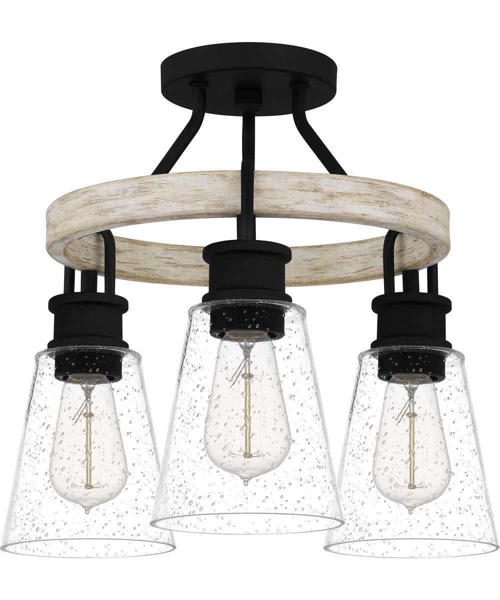 Kingsbridge 3-light Semi Flush Mount Earth Black