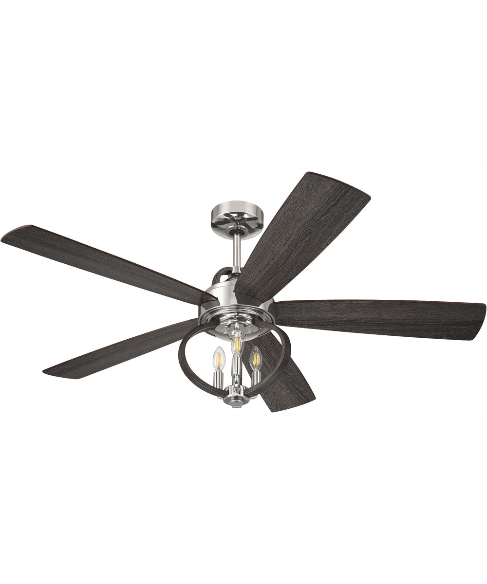 52" Reese 3-Light Ceiling Fan Polished Nickel