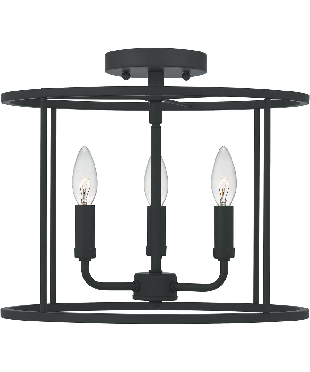 Abner 3-light Semi Flush Mount Matte Black