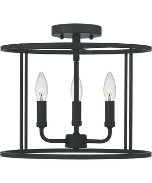 Abner 3-light Semi Flush Mount Matte Black